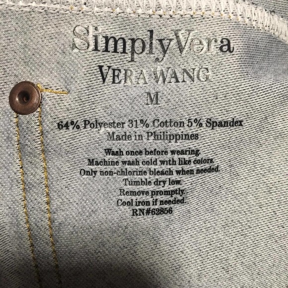 Simple Vera Wang Women's Pants Medium Black Fit and Flare Long Y2K Denim Print - Picture 10 of 10